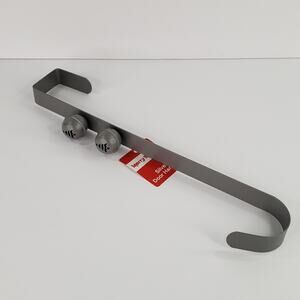 Merry Brite Christmas Wreath Hanger SILVER Over Door Hook Jingle Bells Tree 14in